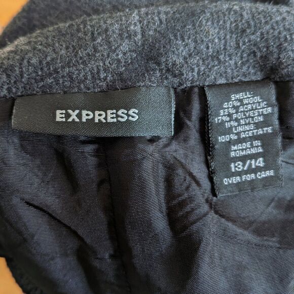 Vintage 90s Express Wool Maxi Skirt Gray Knit Stripe Ombre Academia Size 13 - Picture 8 of 10